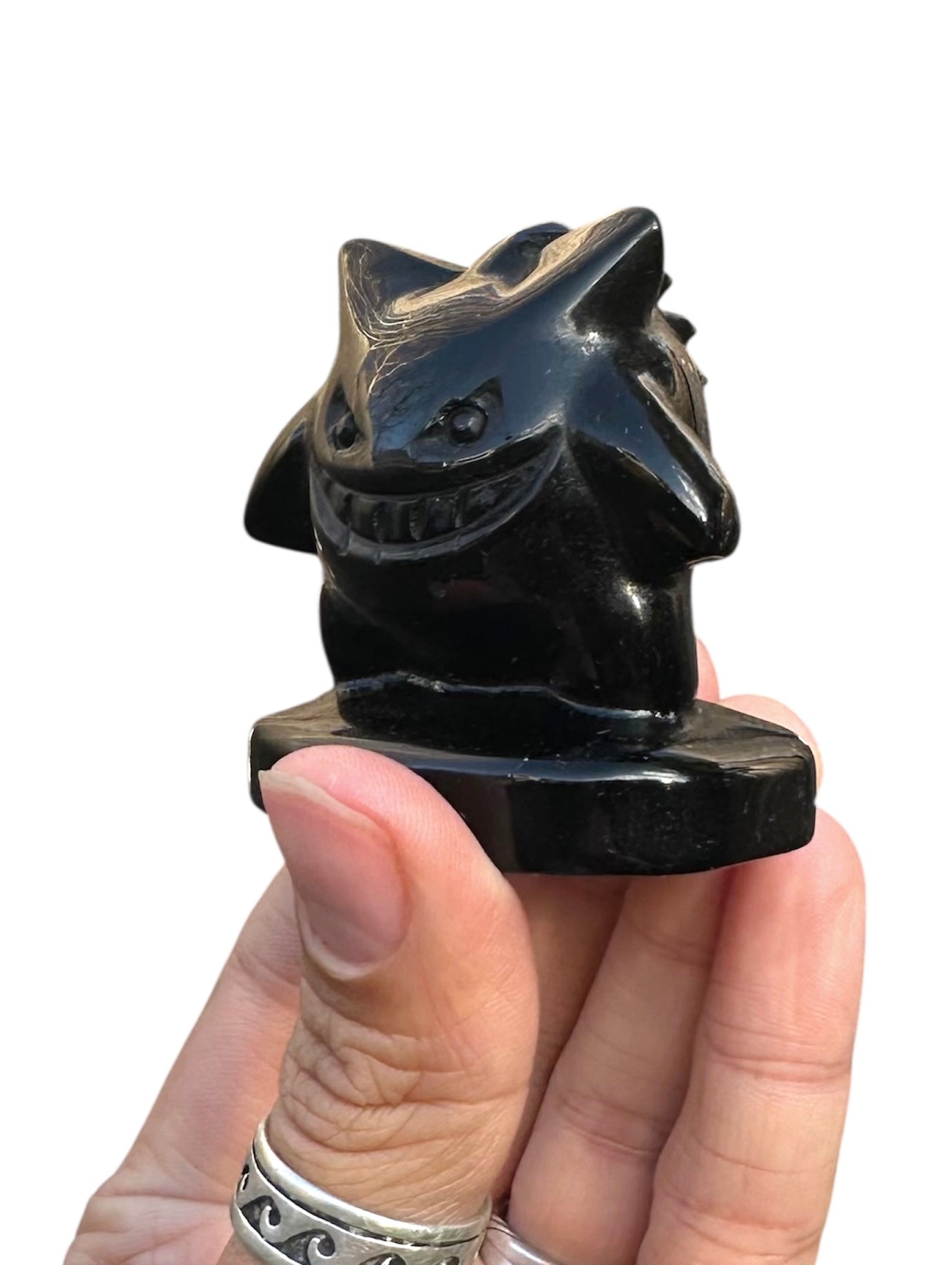 Gengar inspired Black Obsidian Ghost Carving