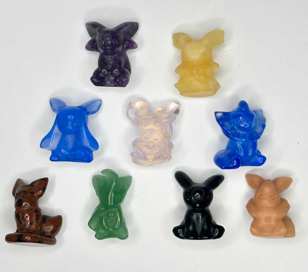 Eeveelutions Eevee Inspired Gemstone/Glass, 9 pc mini set