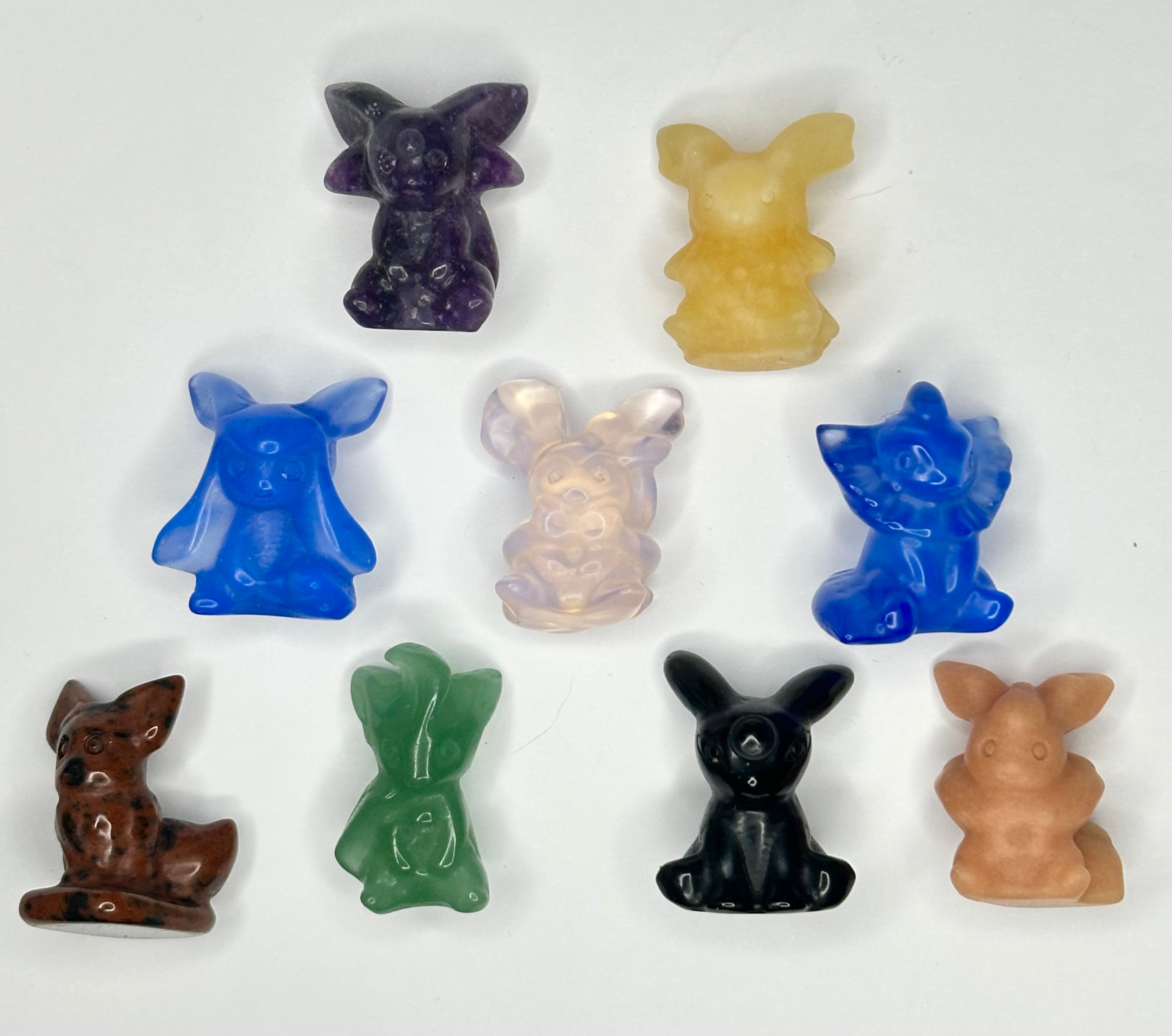 Eeveelutions Eevee Inspired Gemstone/Glass, 9 pc mini set