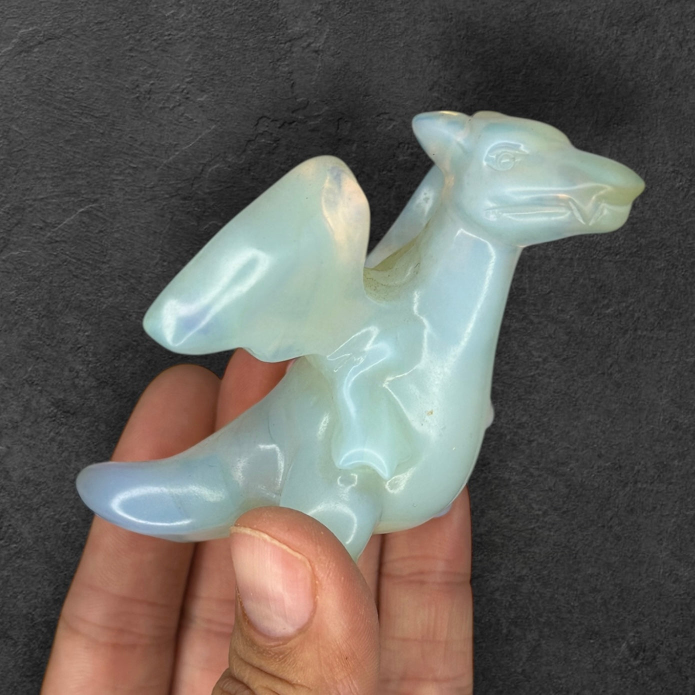 Charizard Inspired Dragon Opalized Glass Carving