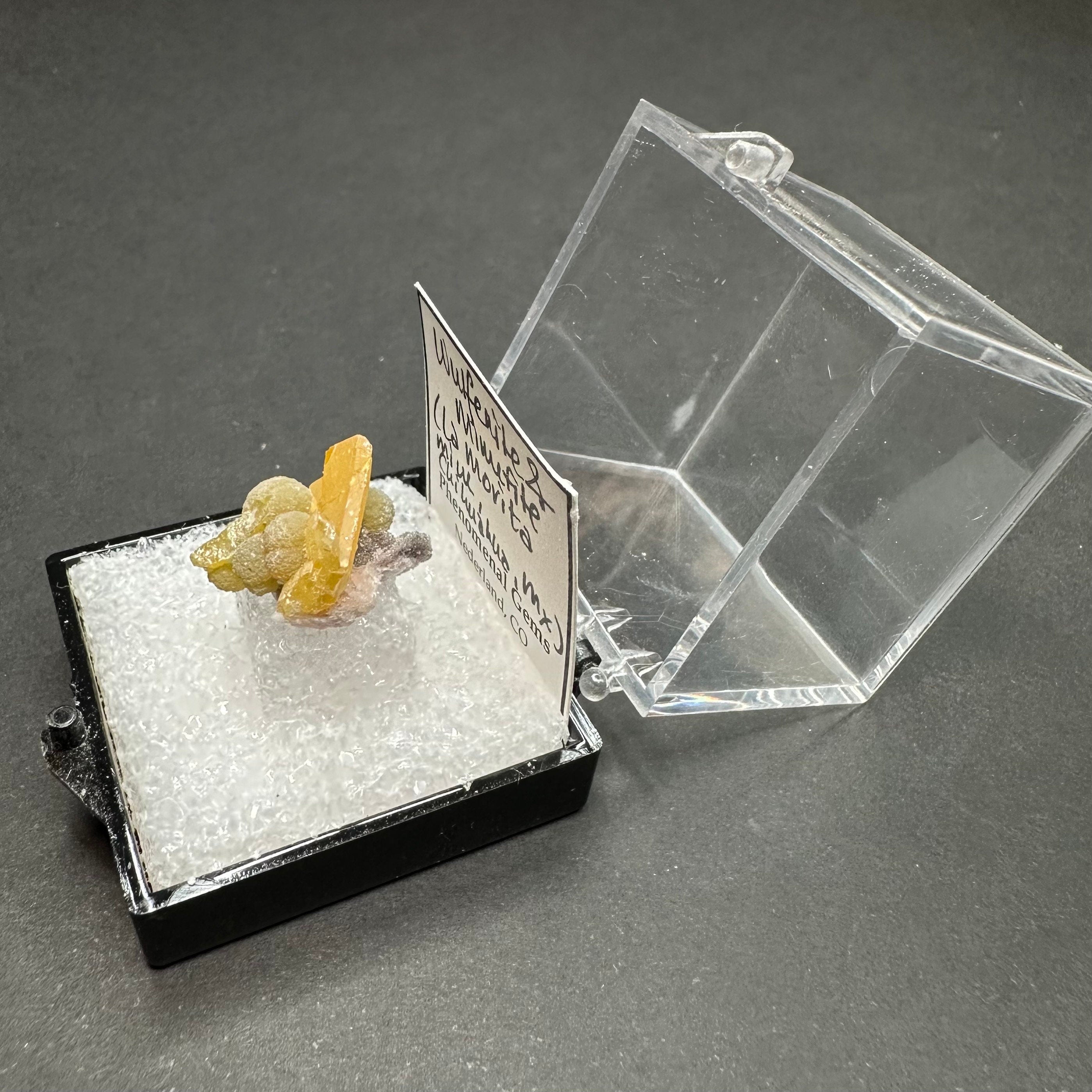 Wulfenite Mimetite (Thumbnail Specimen)--La Morita Mine, Mexico TN23