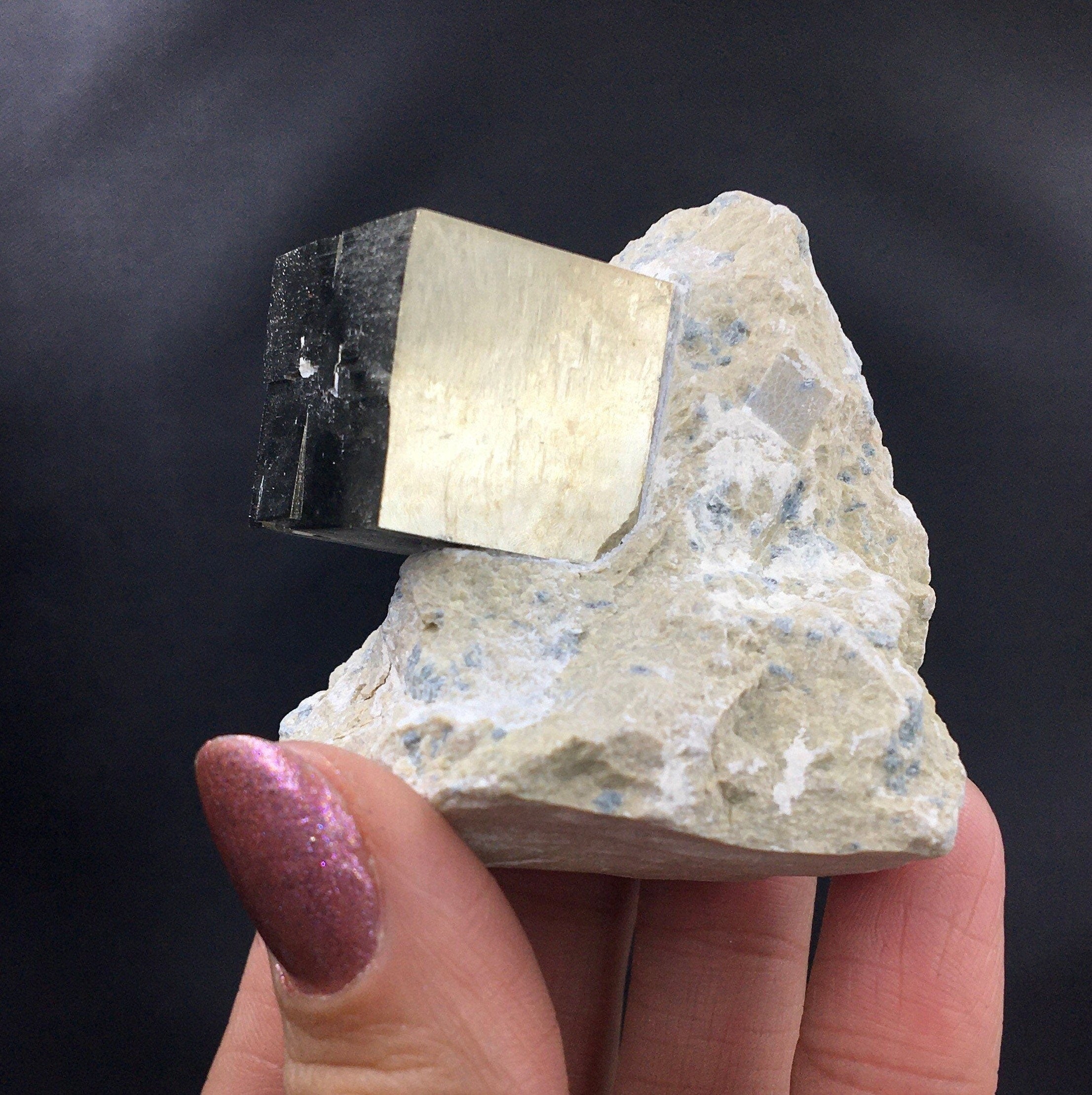 Iron Pyrite Cubic Crystal Cluster: Metallic Mineral Specimen, Navajún Spain (SMALL7)