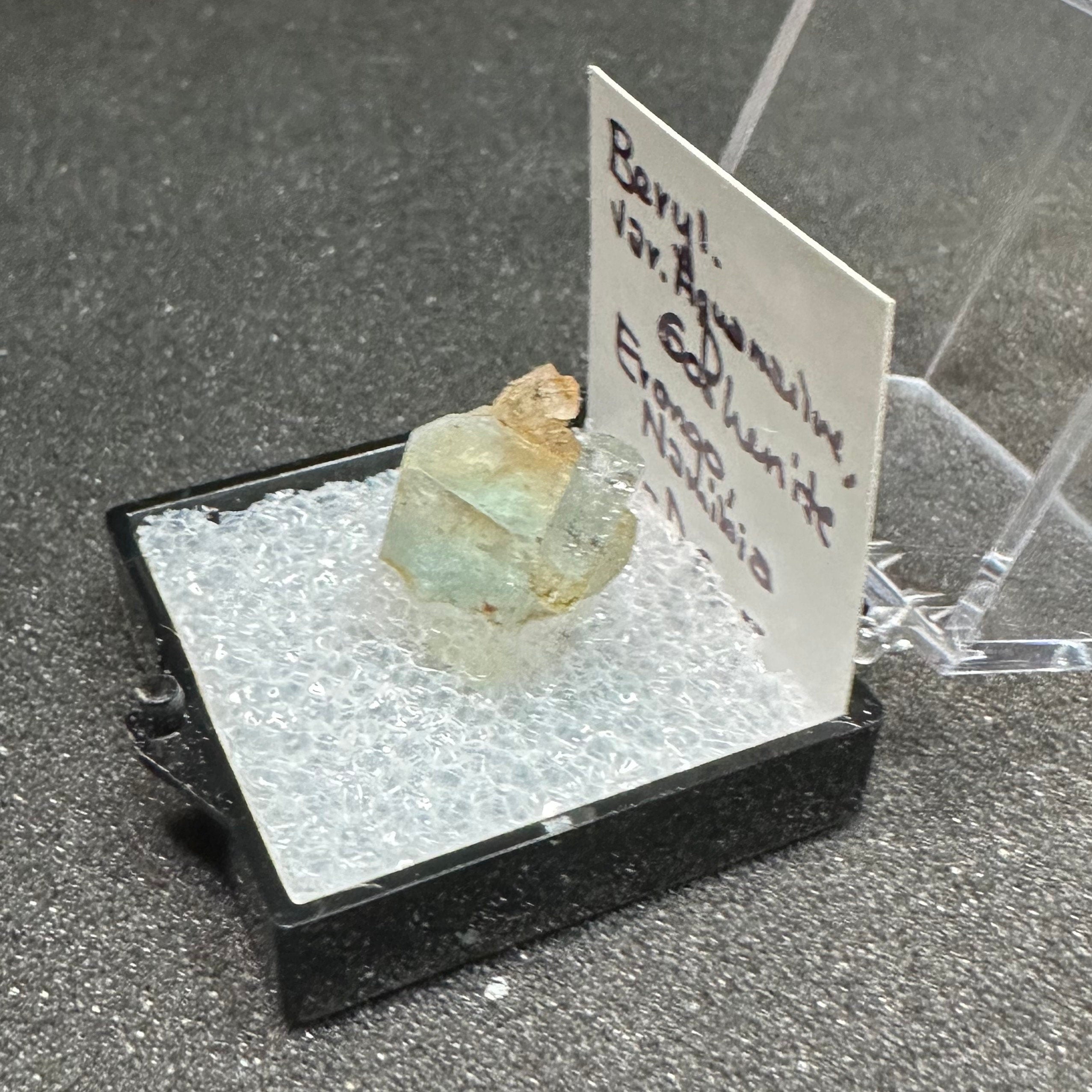 Aquamarine Goshenite Bicolored Crystal (Thumbnail Specimen)--Erongo, Namibia TN26