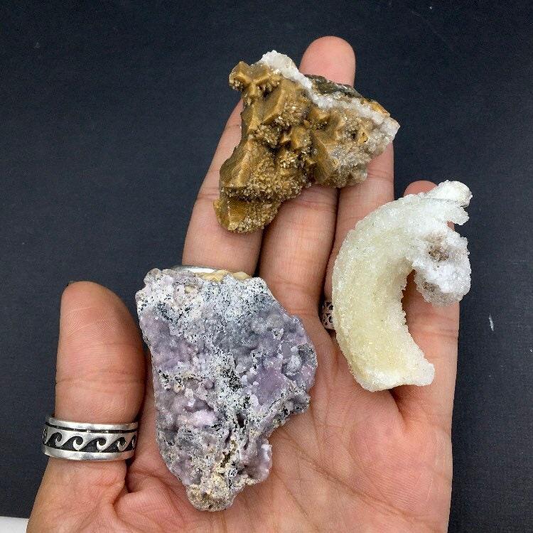 Santa Eulalia MX Set: Selenite, Smithsonite, Dogtooth Calcite MINI35