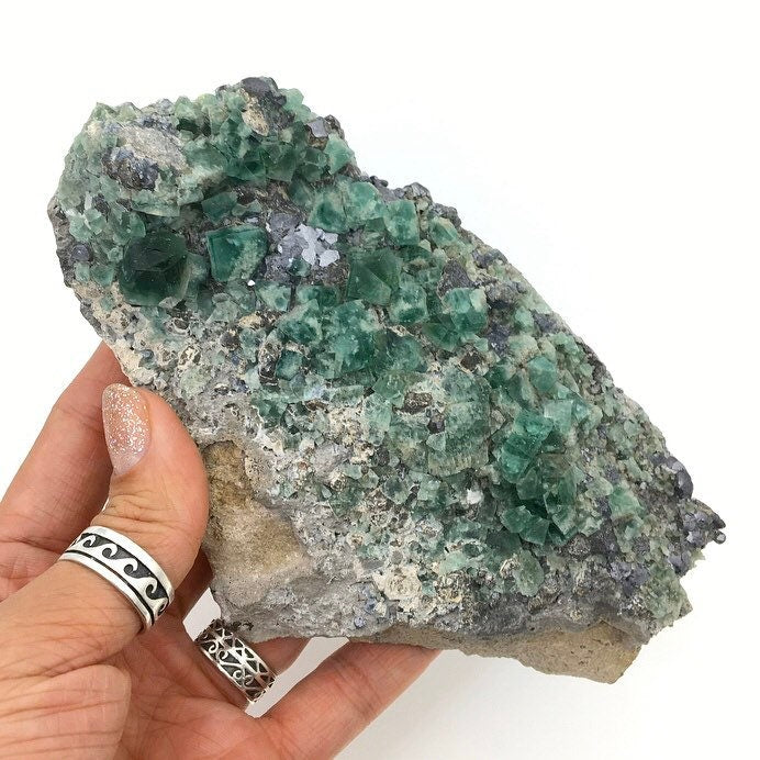 Green Fluorite Galena UV--Rogerley Mine, England FLUO3