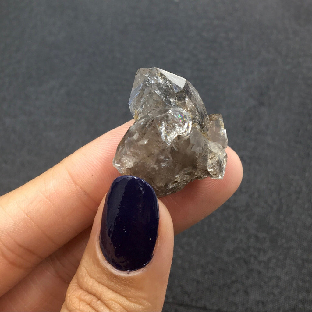 "Black Diamond" (Inclusions) Herkimer Diamond Quartz--Birthday Pocket, Diamond Mtn, New York USA SELF13