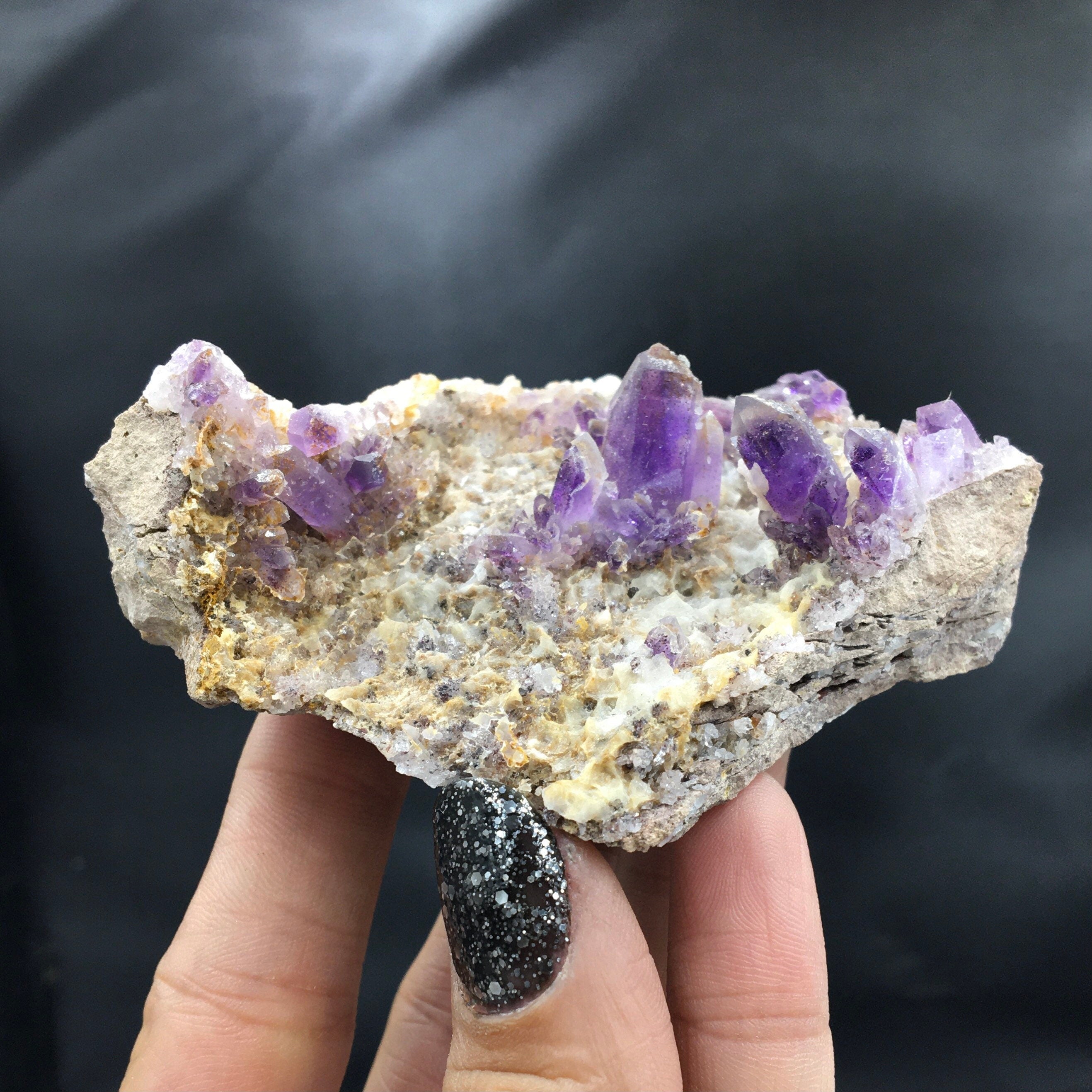 Amethyst Crystals in Matrix (Small Cabinet)--Brandberg area, Namibia A-E10