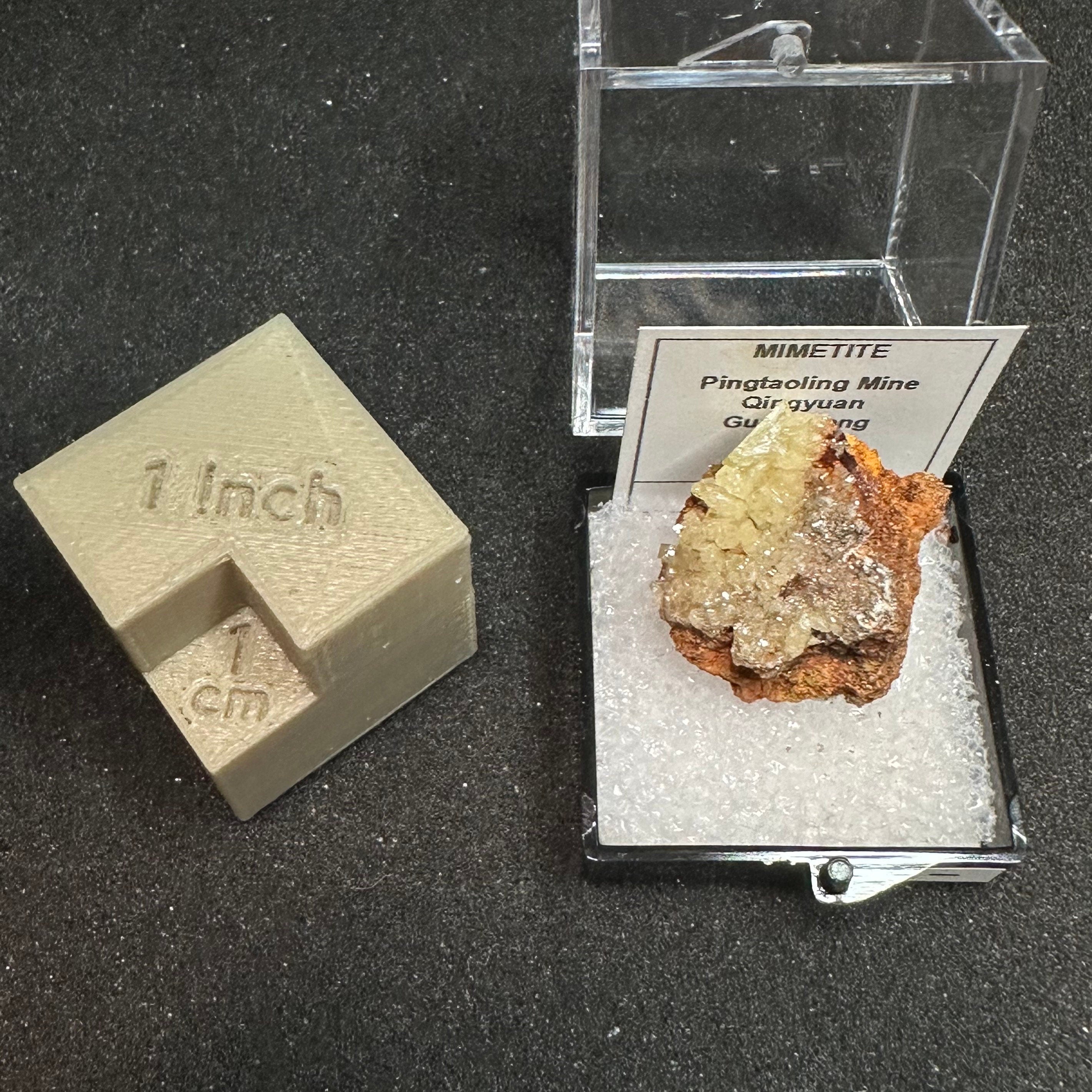 Mimetite on Matrix (Thumbnail Specimen)--Pingtaoling Mine, China TN11