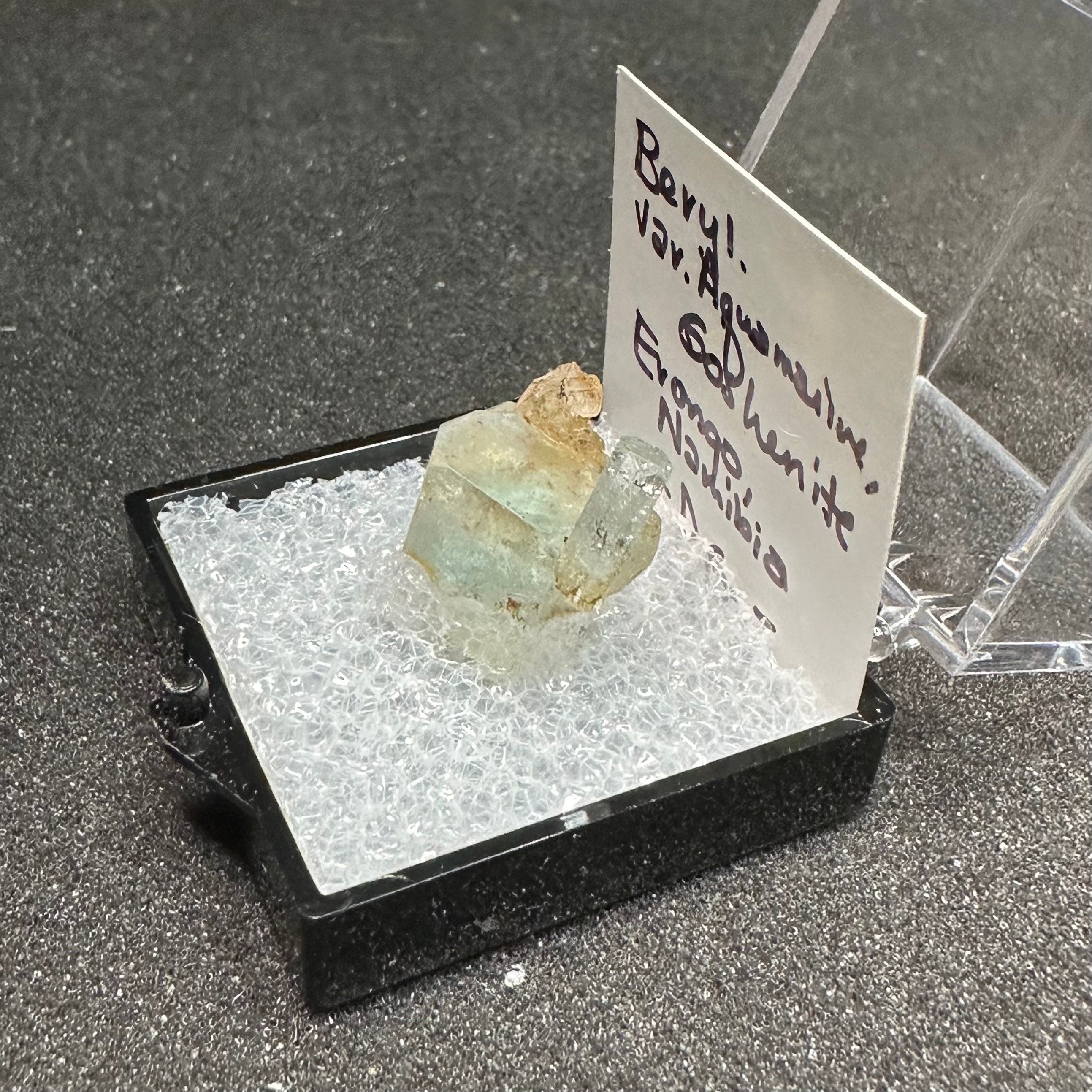 Aquamarine Goshenite Bicolored Crystal (Thumbnail Specimen)--Erongo, Namibia TN26