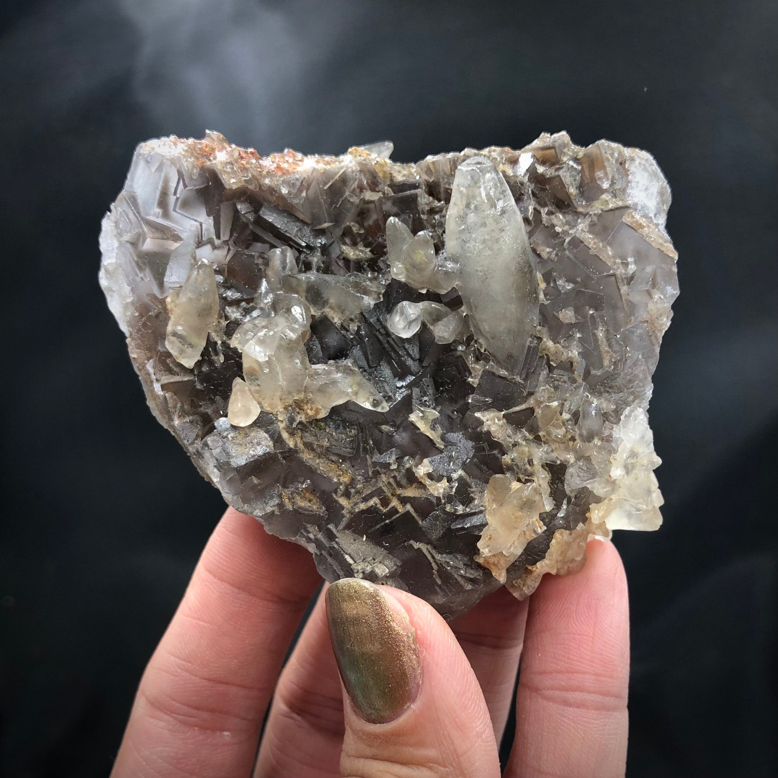 Purple Fluorite & Calcite Crystal Cluster - Loralai, Pakistan FLUO12