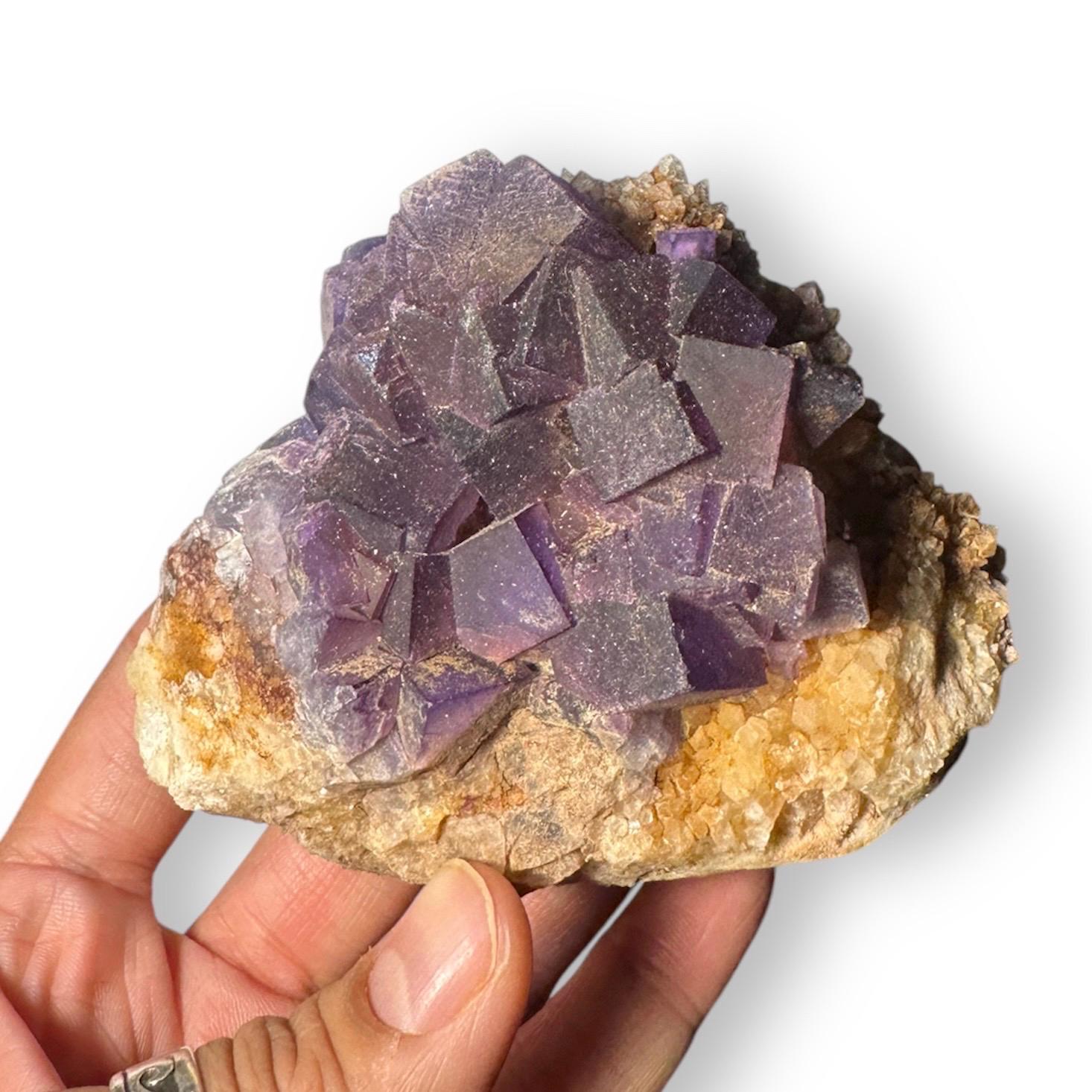 Purple Fluorite on Matrix (Small Cabinet)--Blanchard Mine, Bingham, New Mexico, USA