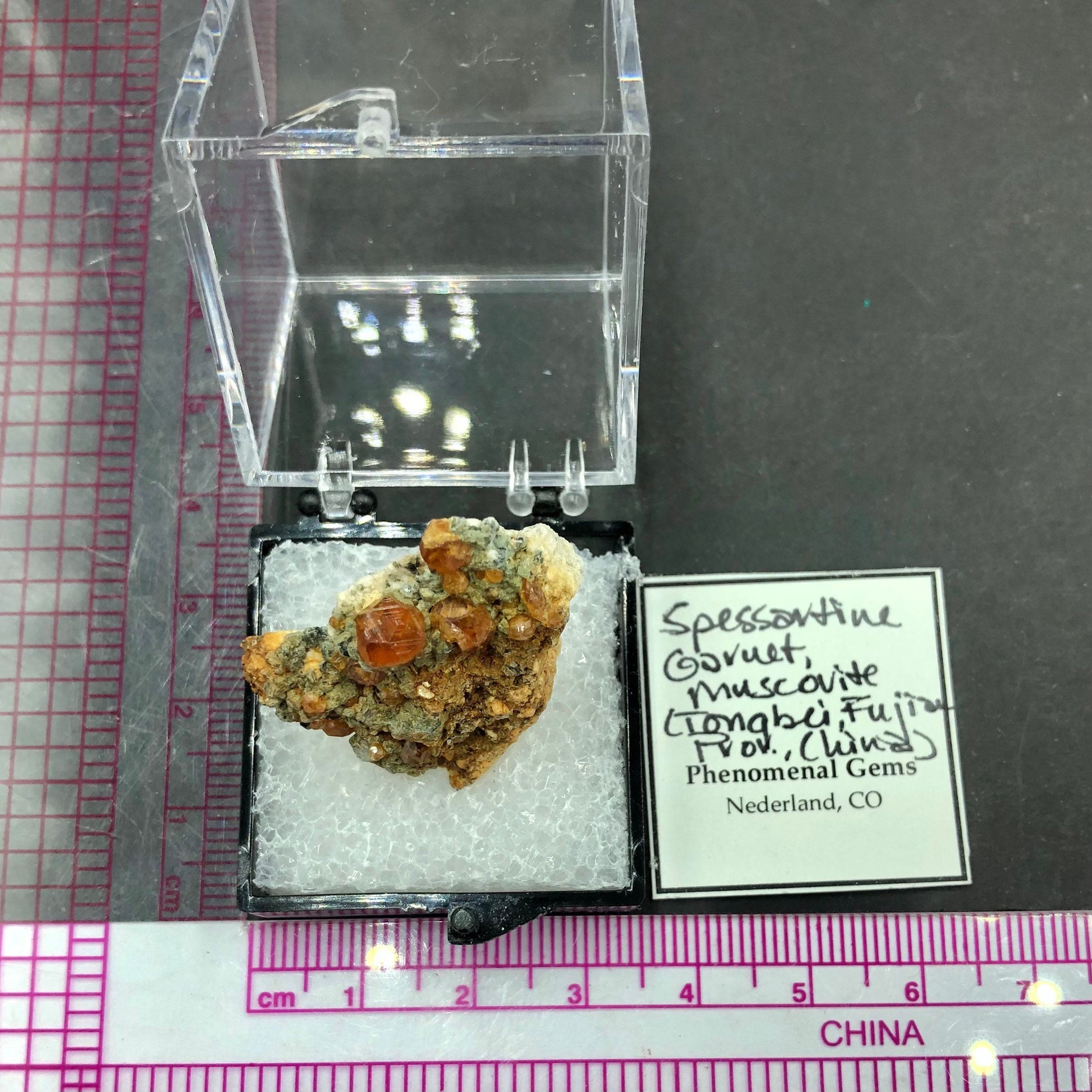 Spessartine Garnet Mica (Thumbnail Specimen)--Tongbei, China (TN16)