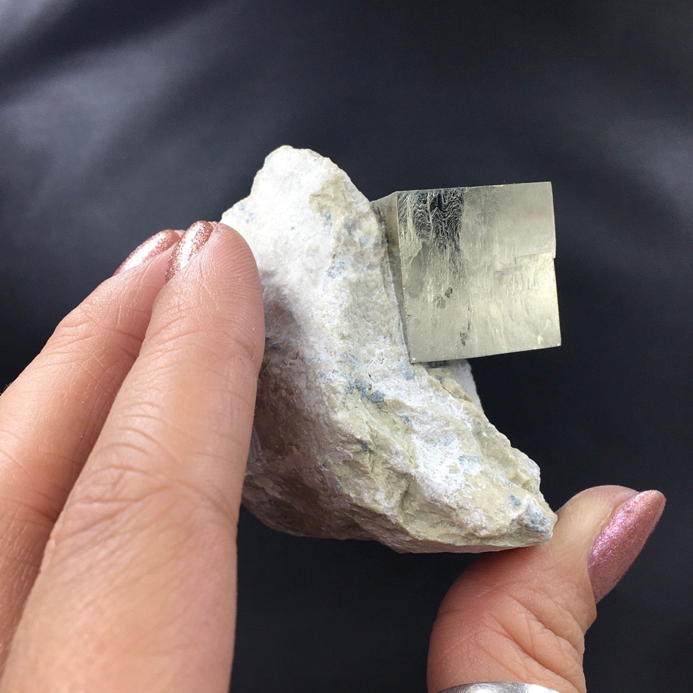 Iron Pyrite Cubic Crystal Cluster: Metallic Mineral Specimen, Navajún Spain (SMALL7)