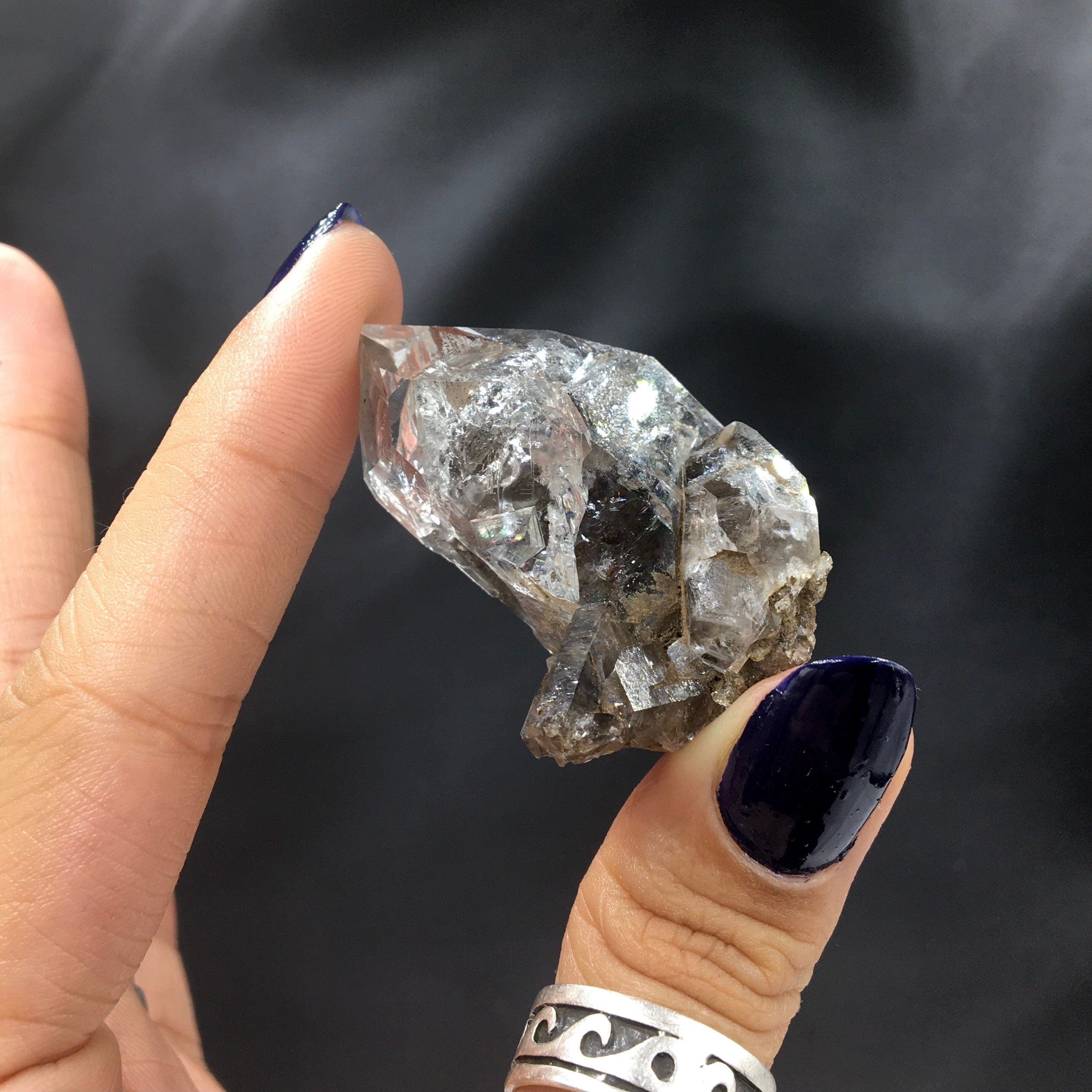 "Black Diamond" (Inclusions) Herkimer Diamond Quartz--Birthday Pocket, Diamond Mtn, New York USASELF6