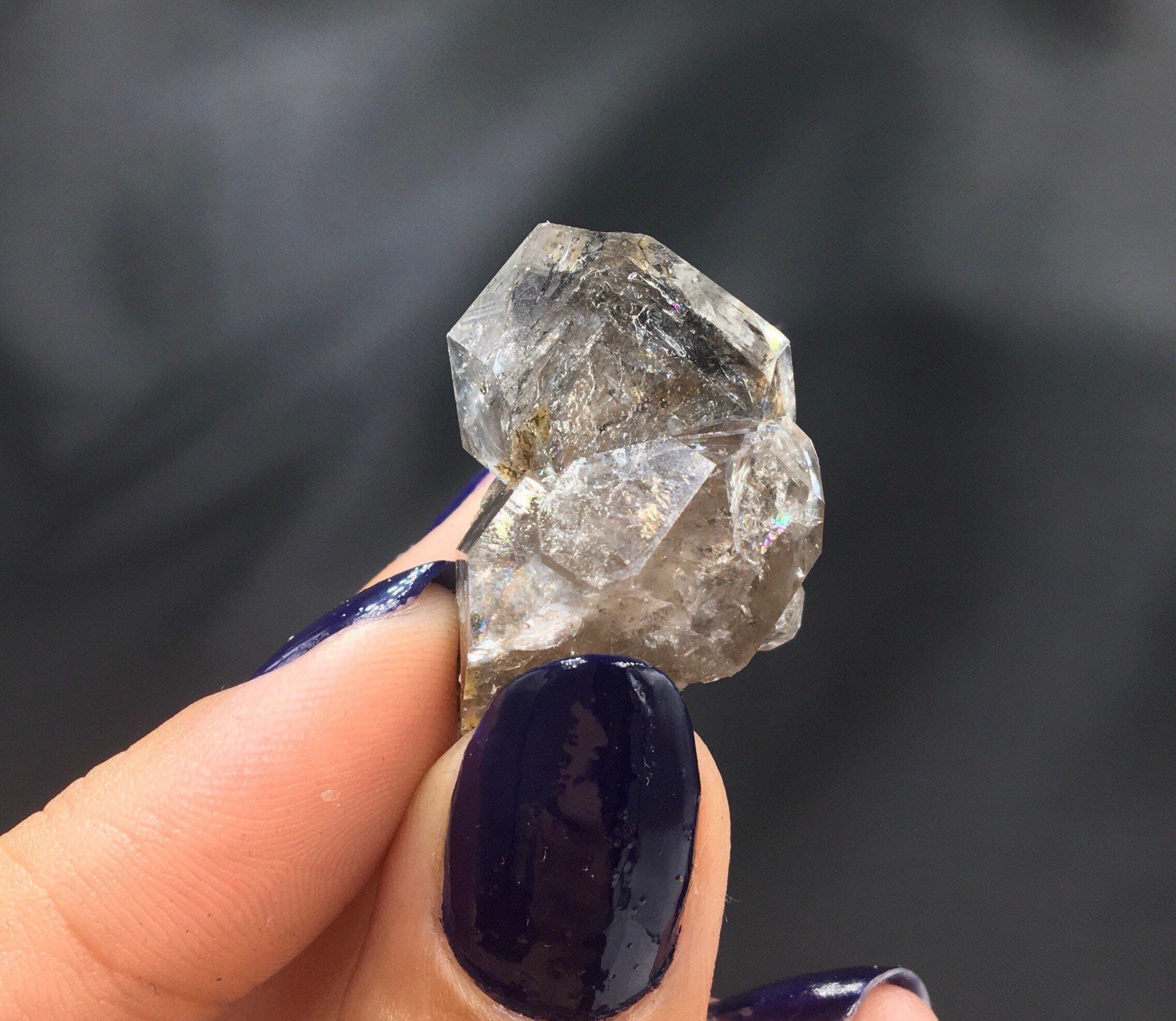 "Black Diamond" (Inclusions) Herkimer Diamond Quartz--Birthday Pocket, Diamond Mtn, New York USA SELF13