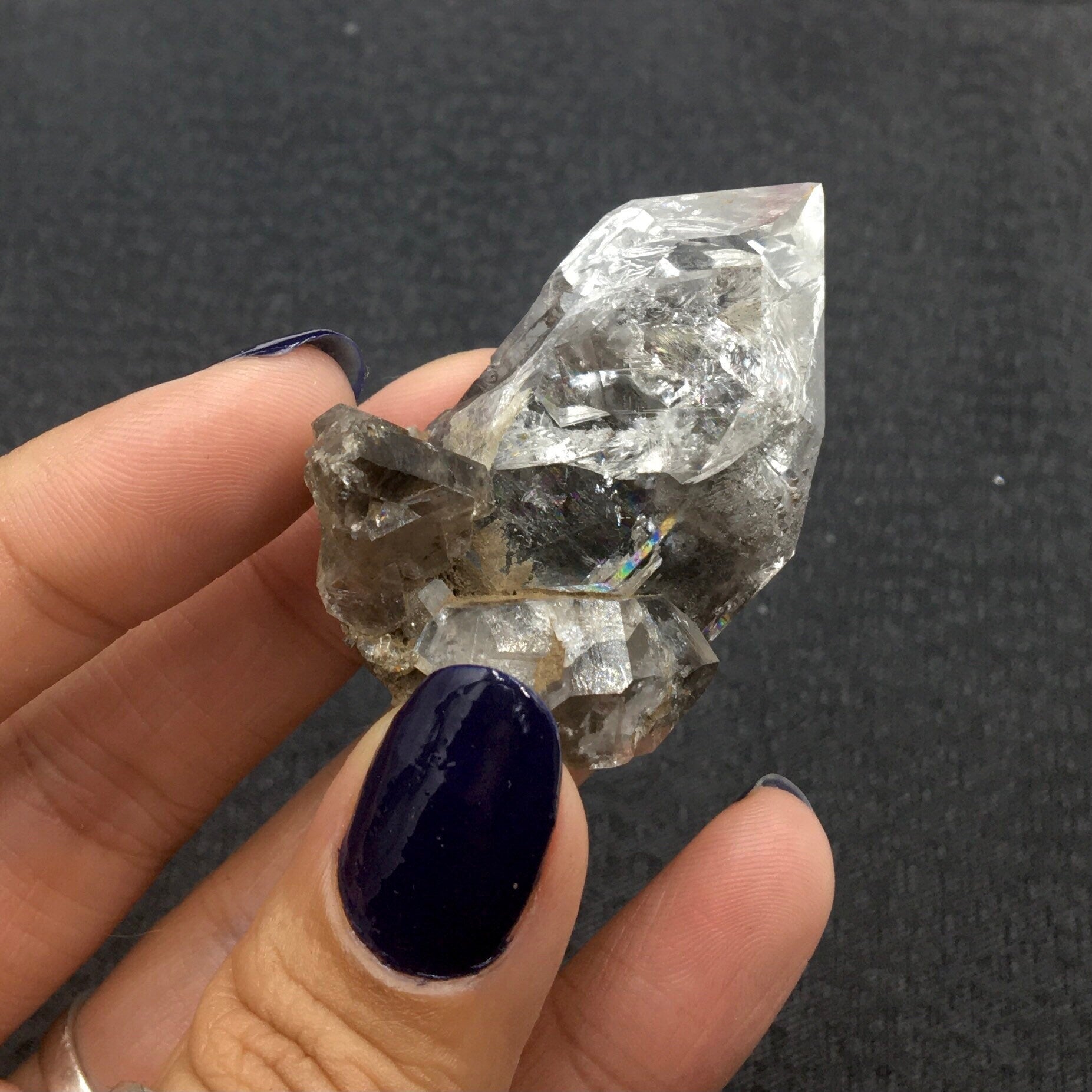 "Black Diamond" (Inclusions) Herkimer Diamond Quartz--Birthday Pocket, Diamond Mtn, New York USASELF6