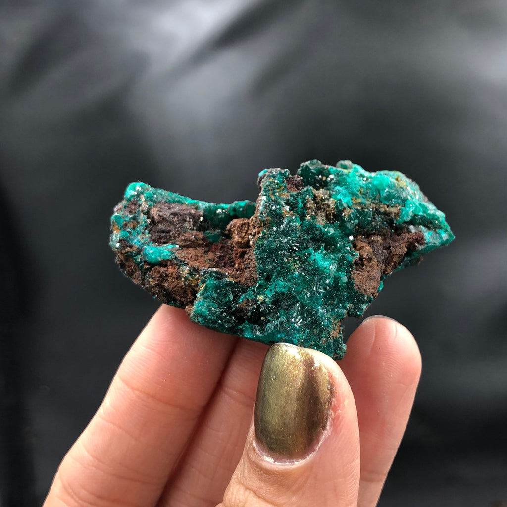 Dioptase Mimetite Cluster (Miniature)--N’tola, Mindouli, Congo A-E5