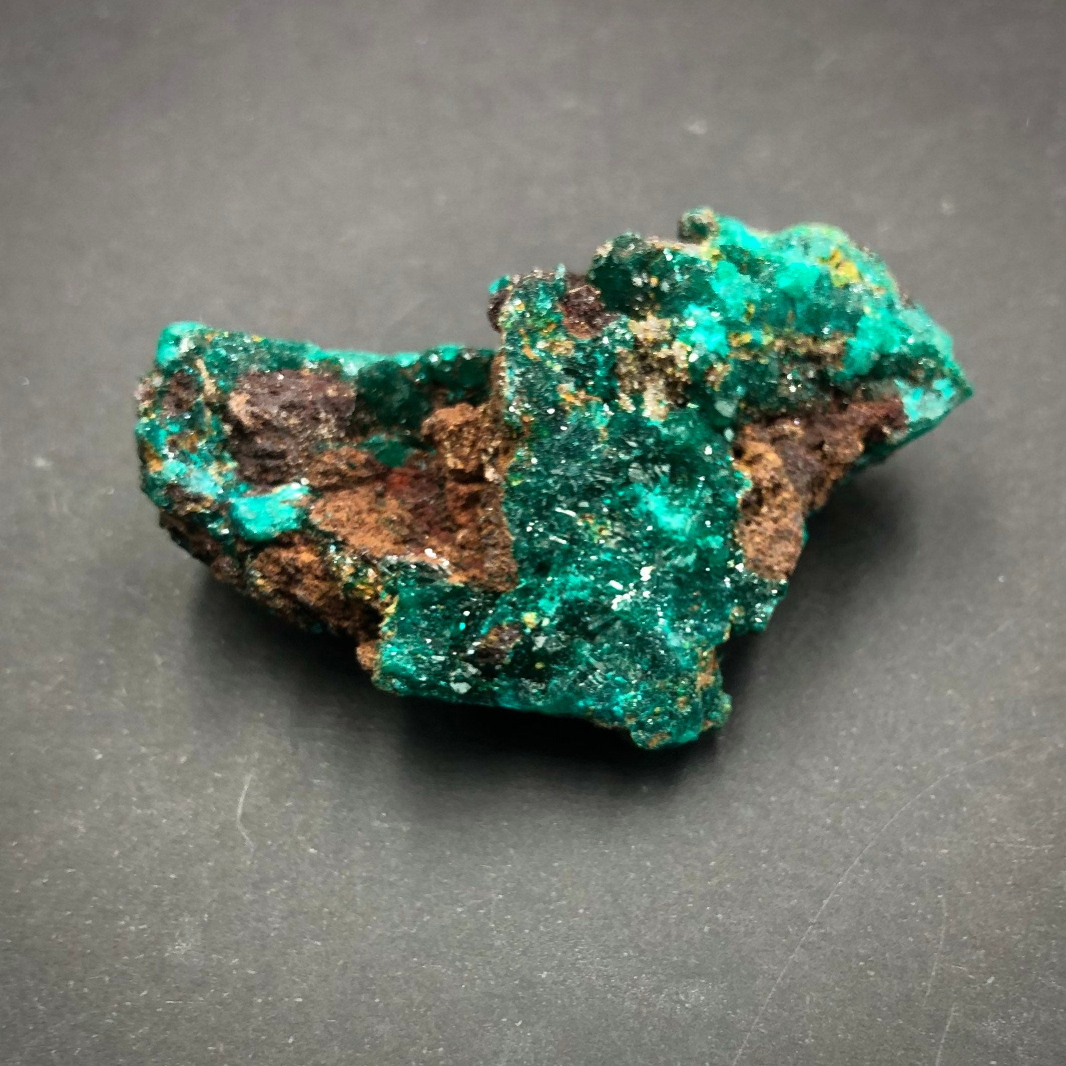 Dioptase Mimetite Cluster (Miniature)--N’tola, Mindouli, Congo A-E5