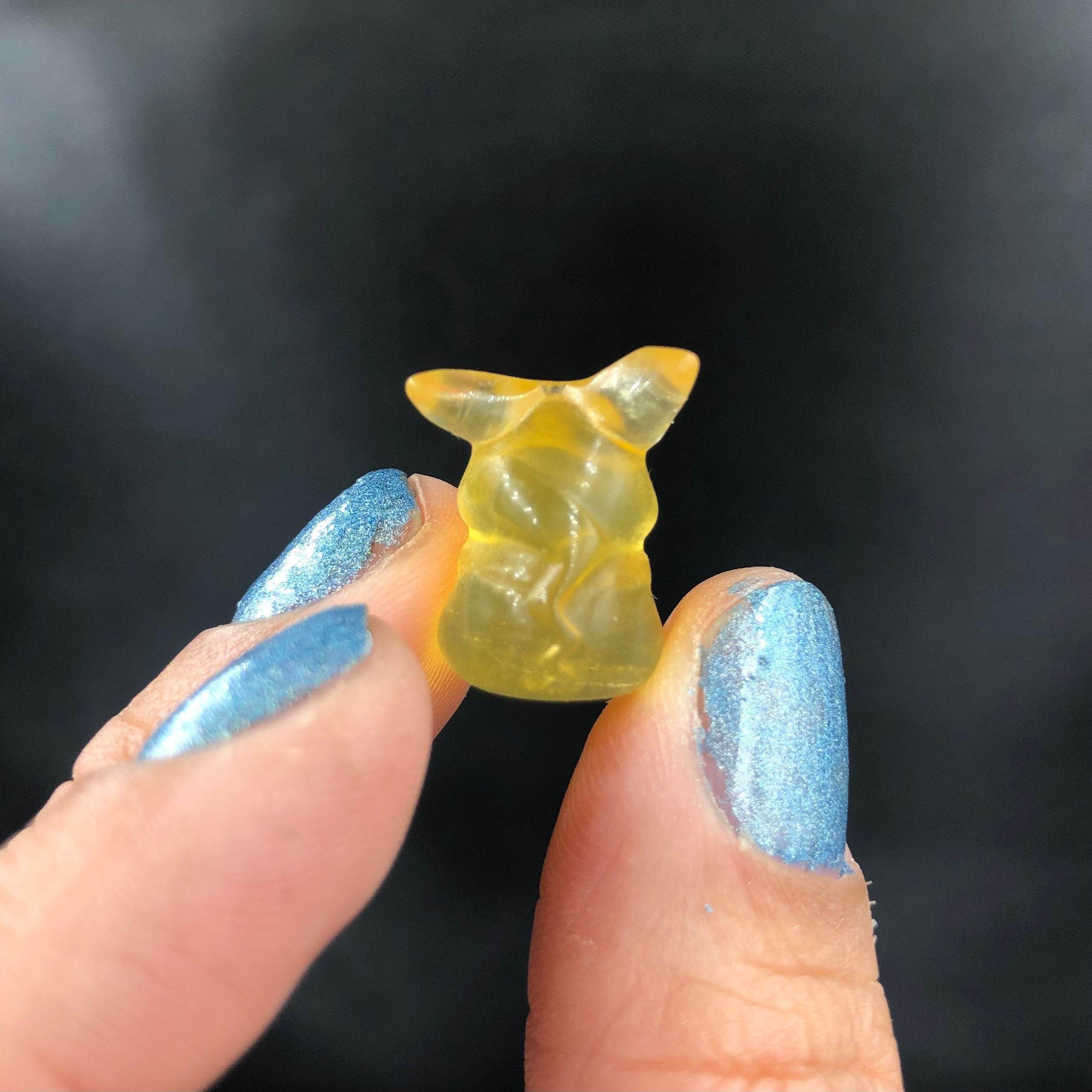 Pikachu Inspired Mouse Carving, Yellow Fluorite (Miniature) MINI31