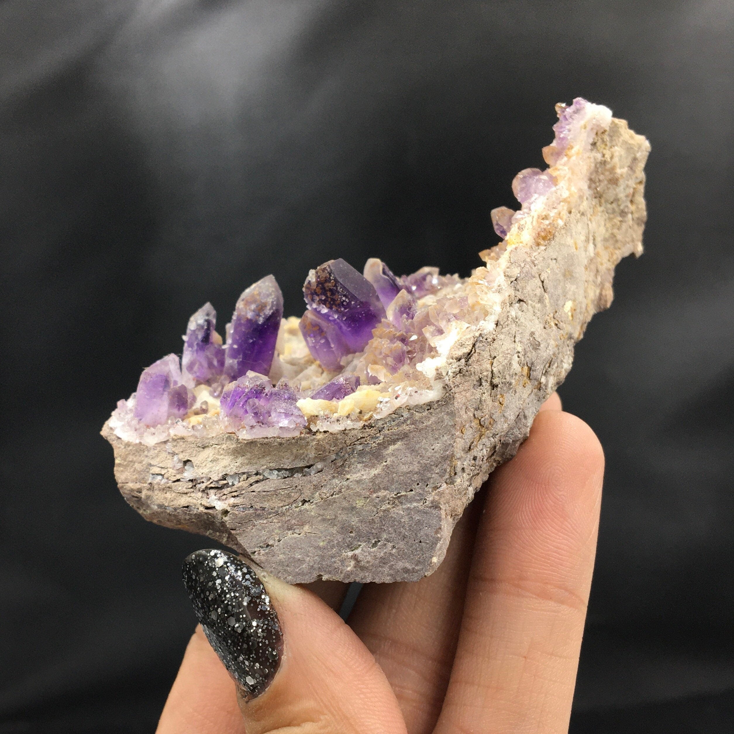 Amethyst Crystals in Matrix (Small Cabinet)--Brandberg area, Namibia A-E10