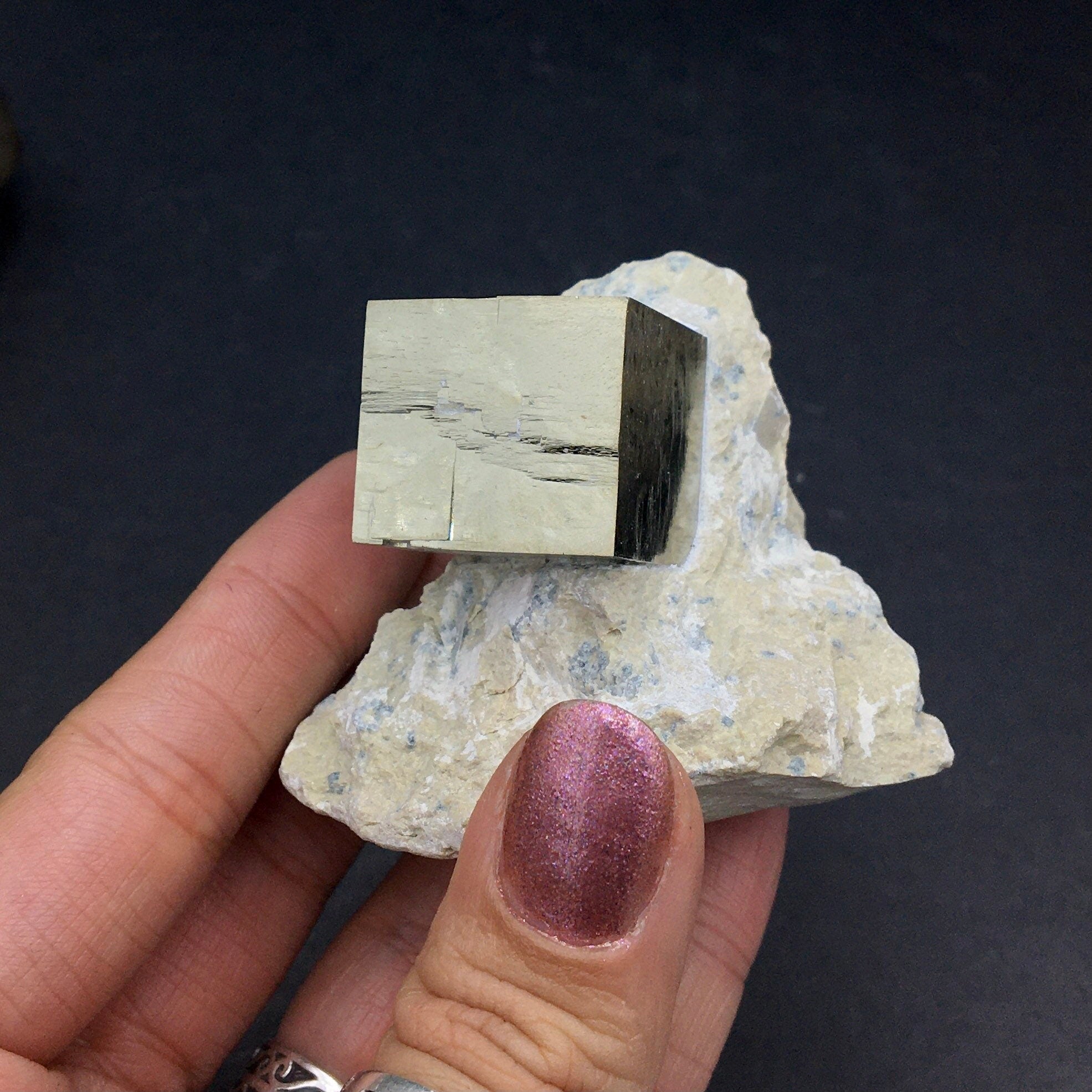 Iron Pyrite Cubic Crystal Cluster: Metallic Mineral Specimen, Navajún Spain (SMALL7)