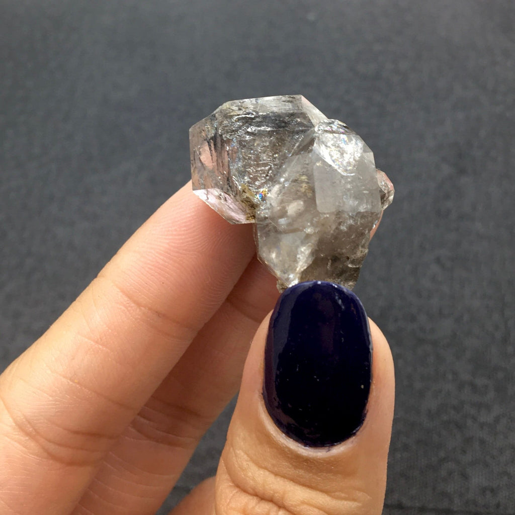 "Black Diamond" (Inclusions) Herkimer Diamond Quartz--Birthday Pocket, Diamond Mtn, New York USA SELF13
