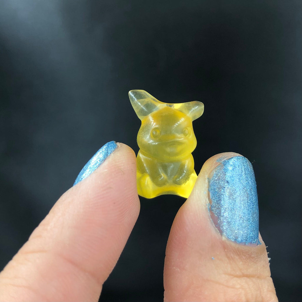 Pikachu Inspired Mouse Carving, Yellow Fluorite (Miniature) MINI31