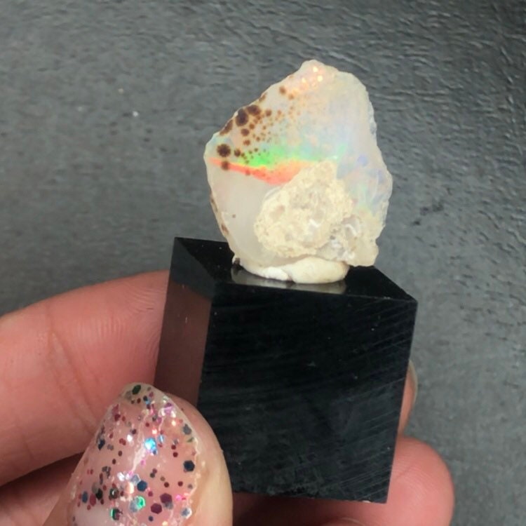 Ethiopian Opal Raw Specimen: Rainbow Fire, Leopard Print--Ethiopia MINI4