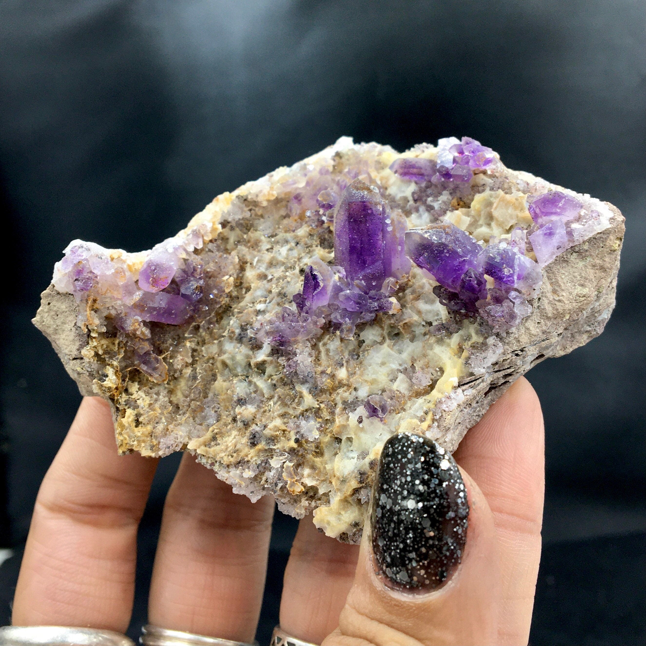 Amethyst Crystals in Matrix (Small Cabinet)--Brandberg area, Namibia A-E10