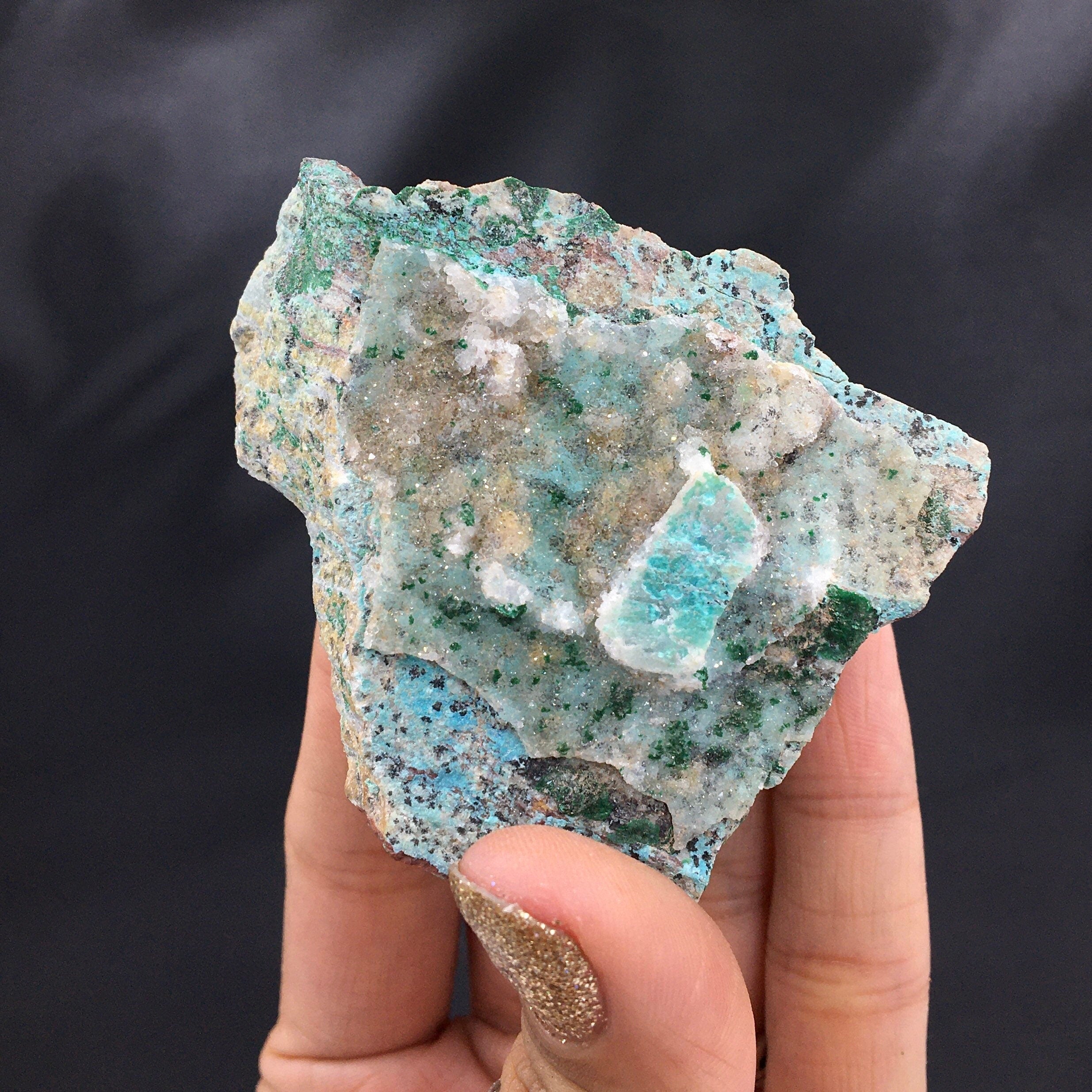 Chrysocolla Druzy Quartz Malachite--Congo CMIX4